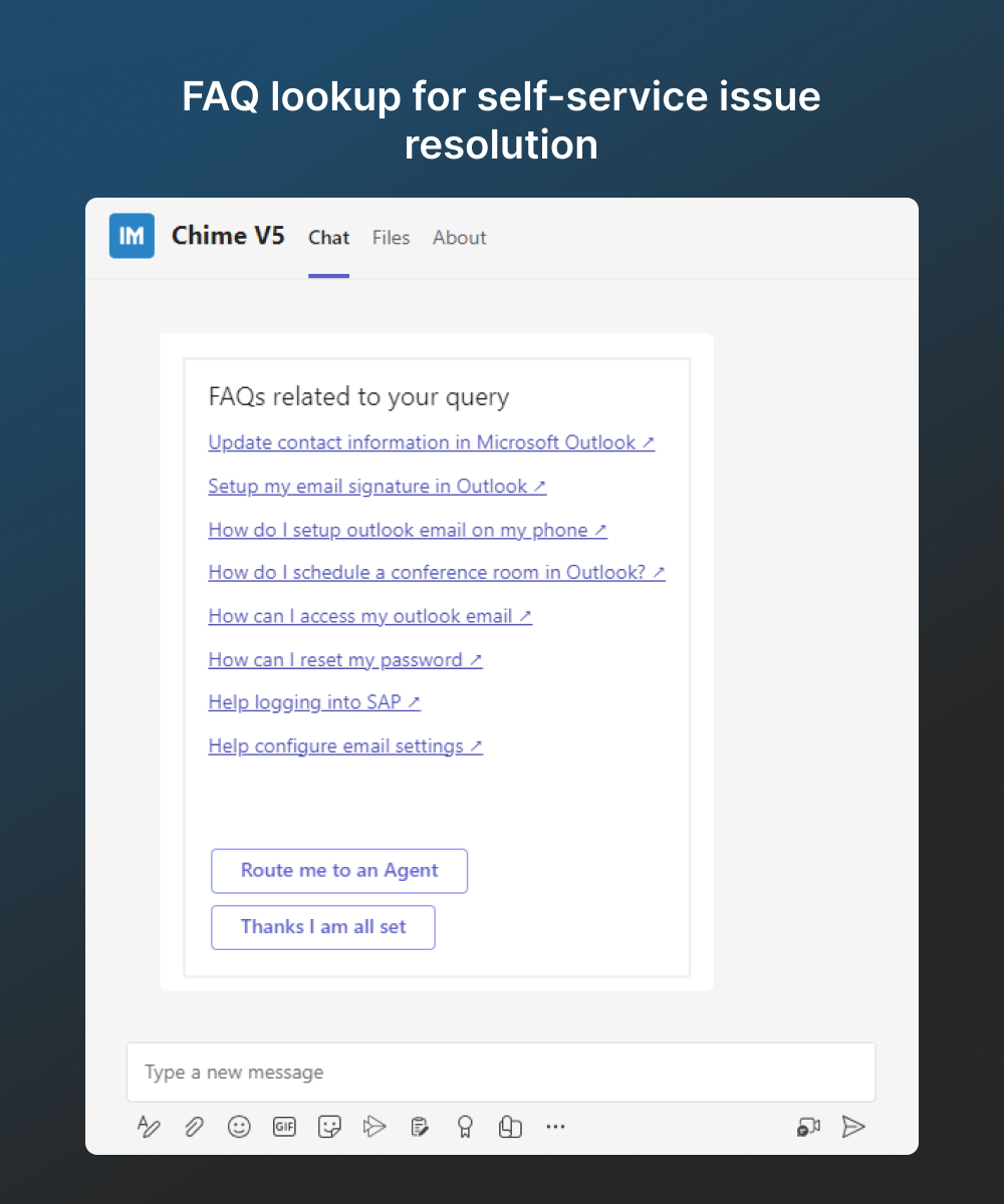 FAQ lookup result inside a Chime chat