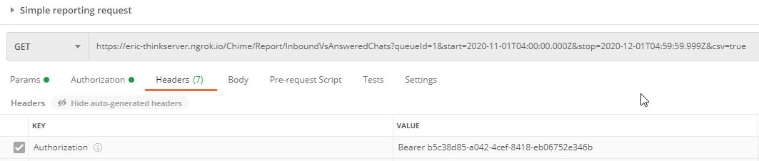 Authorization header reference showing the Bearer token format