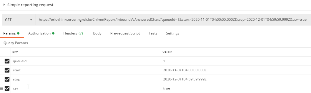 Reference table of supported query string parameters