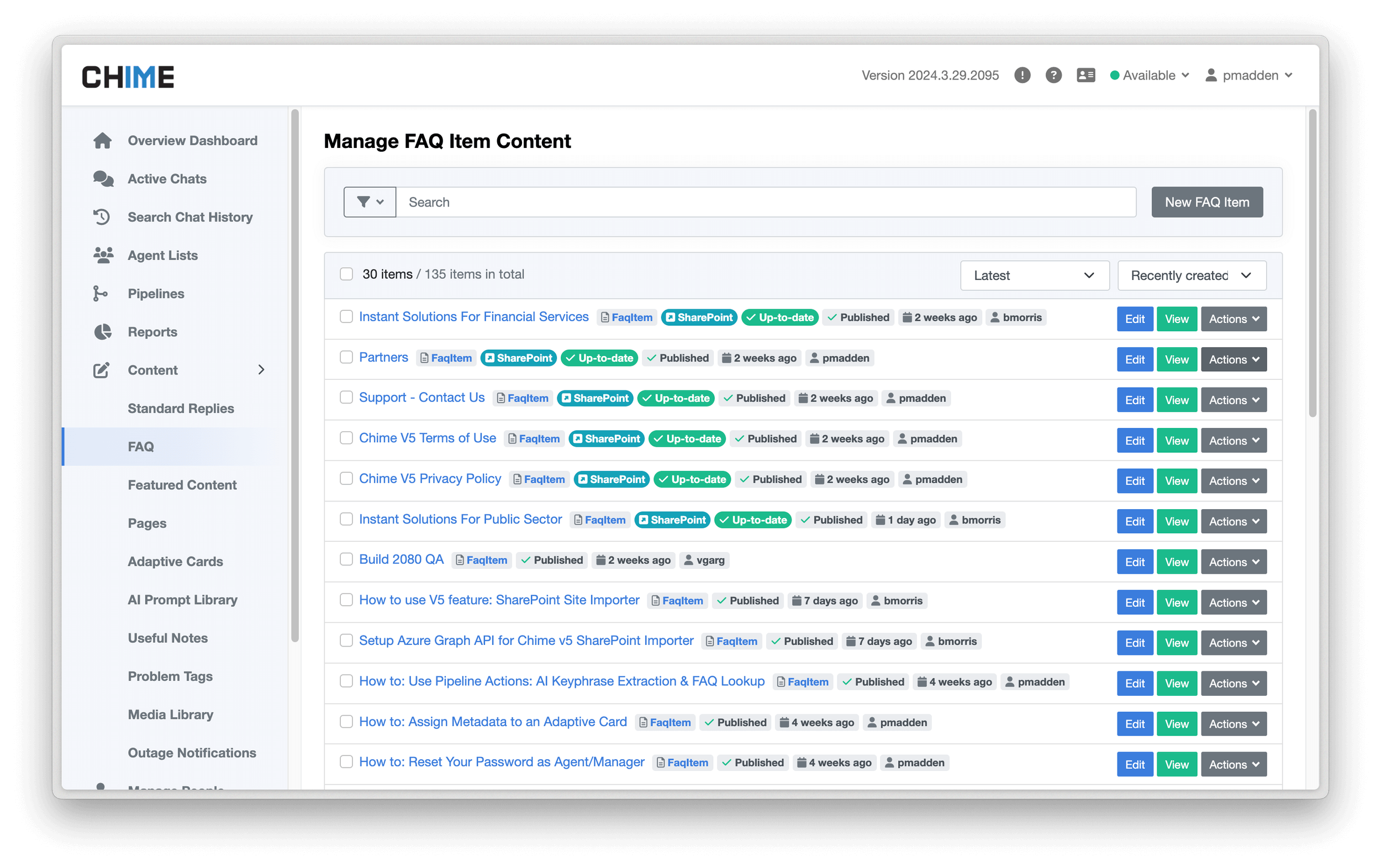 Helpdesk FAQ article list UI